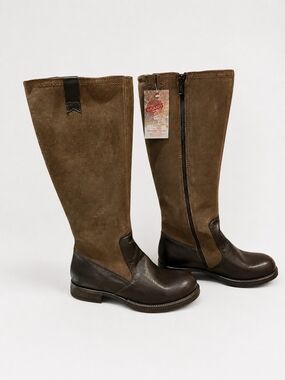 Brako Tuscany Tina Alba Taupe Leather Tall Riding Boots Women's Zip Spain